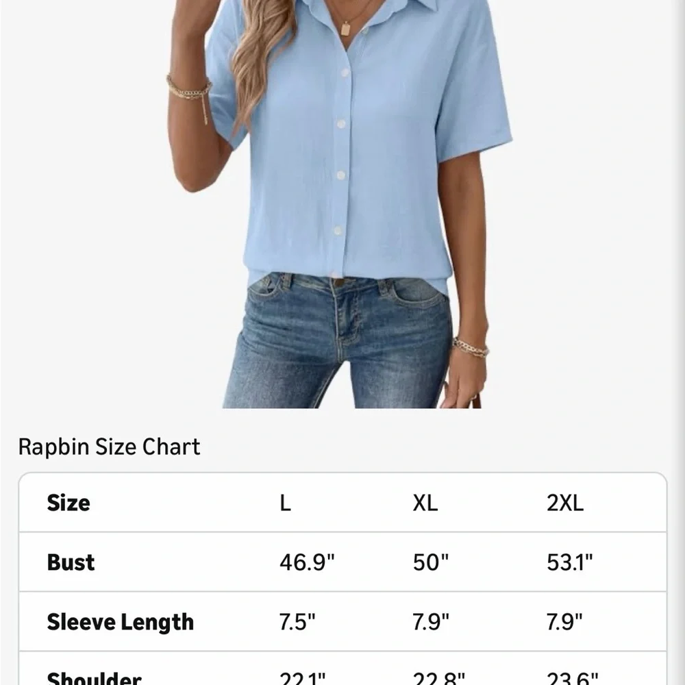 Everyday Light Blue Short Sleeve Button-Down Shirt - Picture 6 of 7